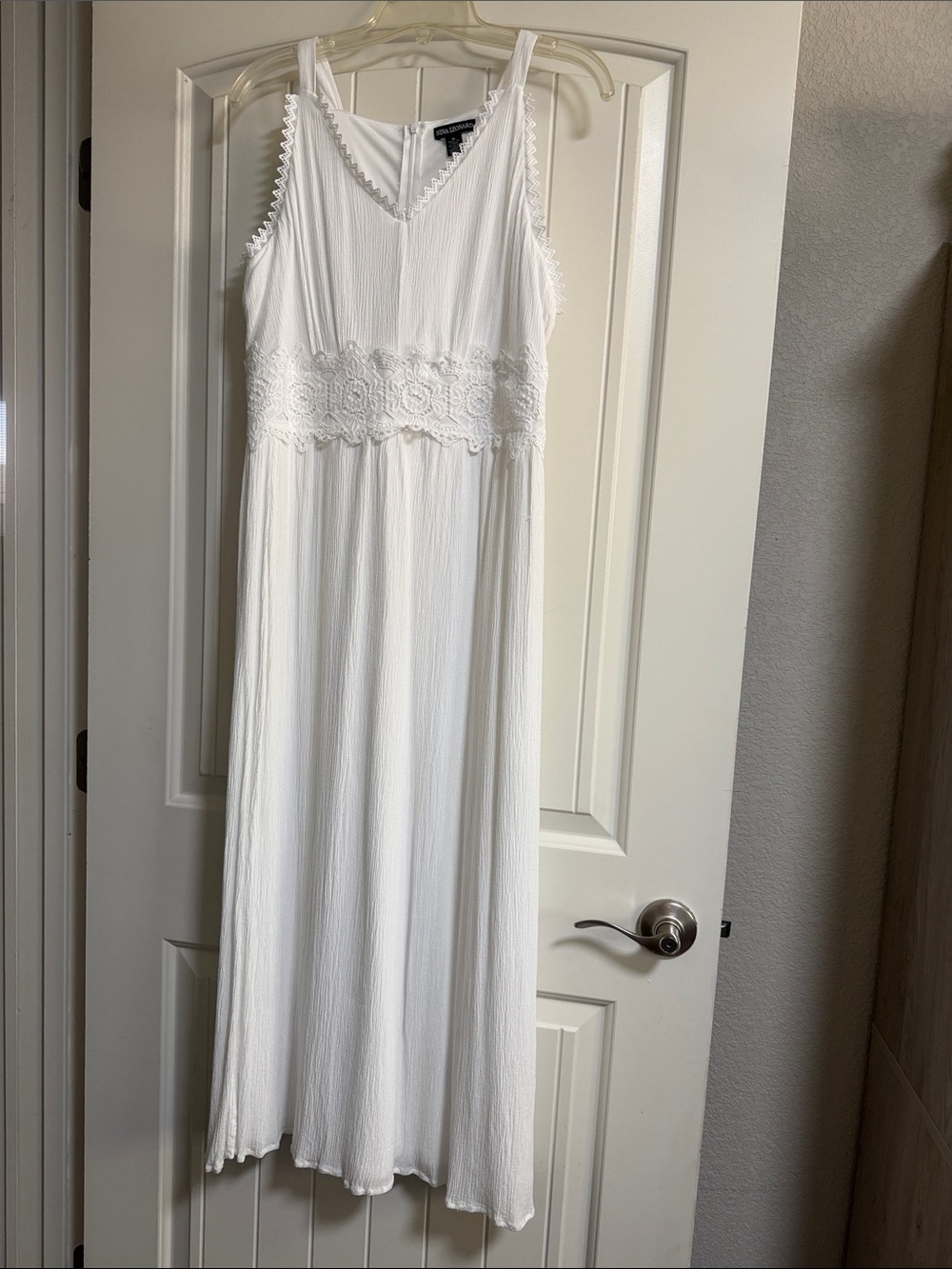 White Lace-Trim Maxi Dress
